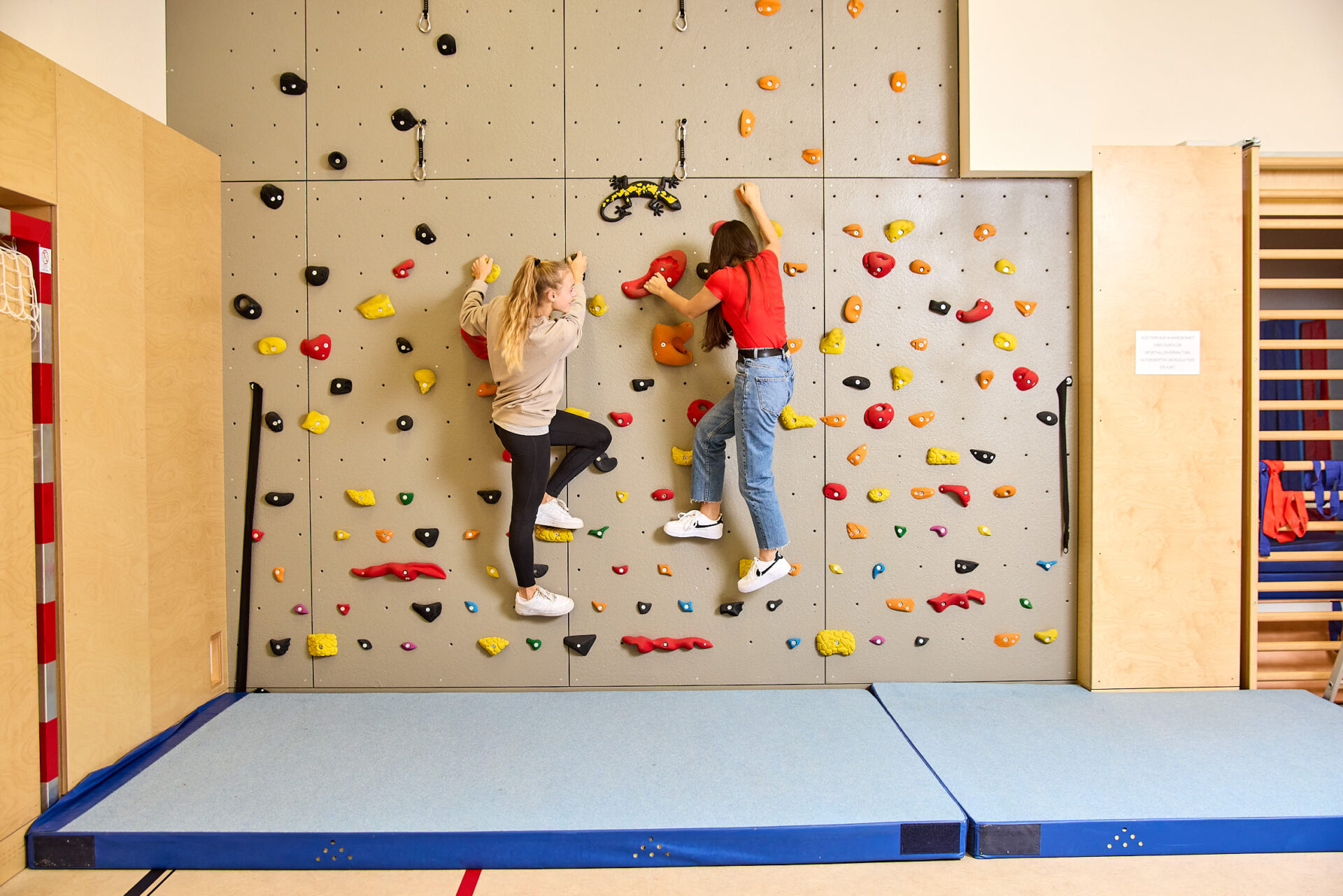 Kletterwand in der Kinderreha Wildbad Kletterwand in der Kinderreha Wildbad